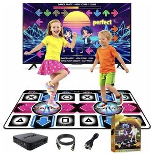 HDMI TV Dance Mat Game Console Plug & Play 2 Player Wireless Kids Multicolor